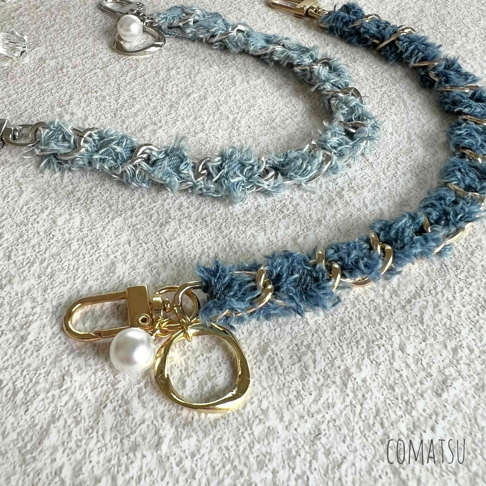 Denimチェーン ハンドストラップ 落下防止スマホストラップ 手首 リストストラップ | 2枚目